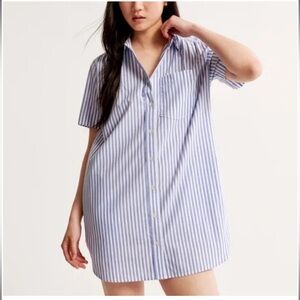 NWT! Abercrombie & Fitch Short Sleeve Relaxed Poplin Stripes Shirt Dress